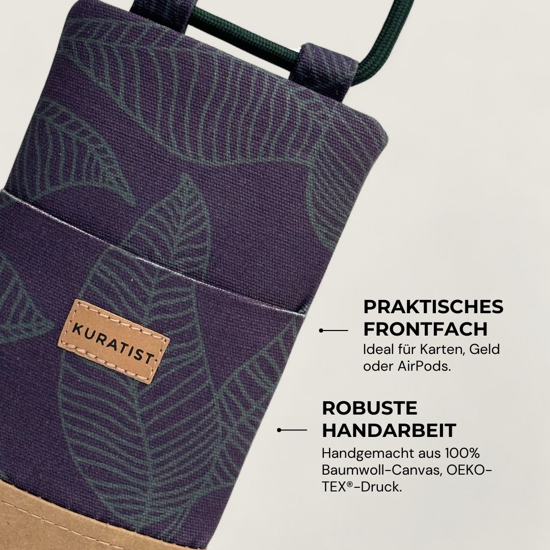 NELA Handytasche zum Umhängen Bedruckt - Handytasche zum Umhängen - Nocturnal Leaves Paper - Kuratist