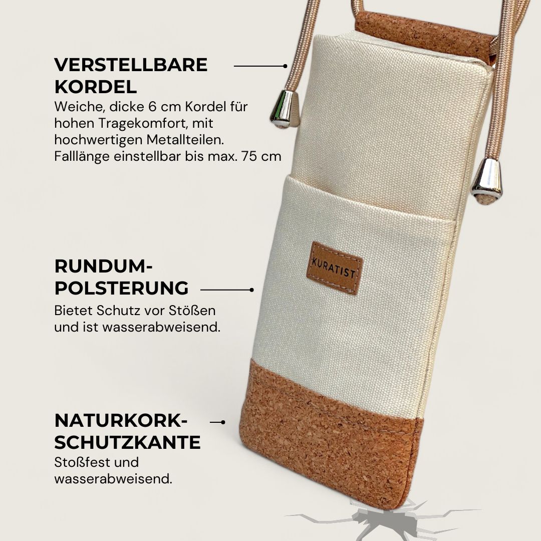 NELA Handy Umhängetasche - Handytasche zum Umhängen - Natural Cork - Kuratist