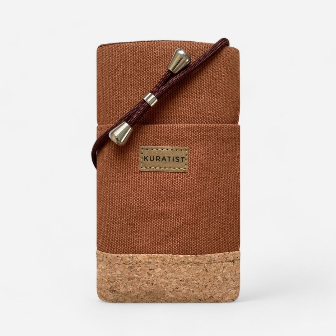 NELA Handy Umhängetasche - Handytasche zum Umhängen - Caramel Cork - Kuratist