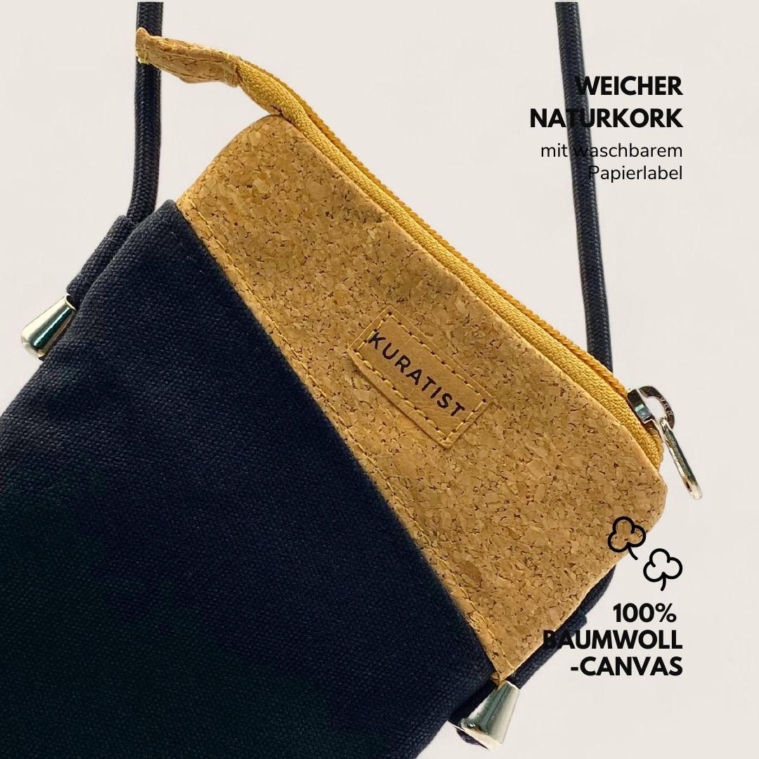 FREYA Handy Umhängetasche und Geldbörse - Handytaschen - Black Cork - Kuratist