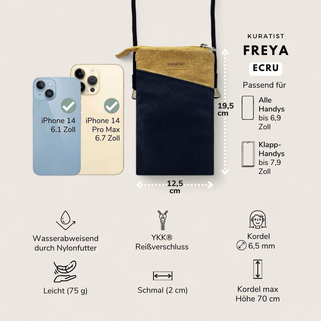 FREYA Handy Umhängetasche und Geldbörse - Handytaschen - Black Cork - Kuratist