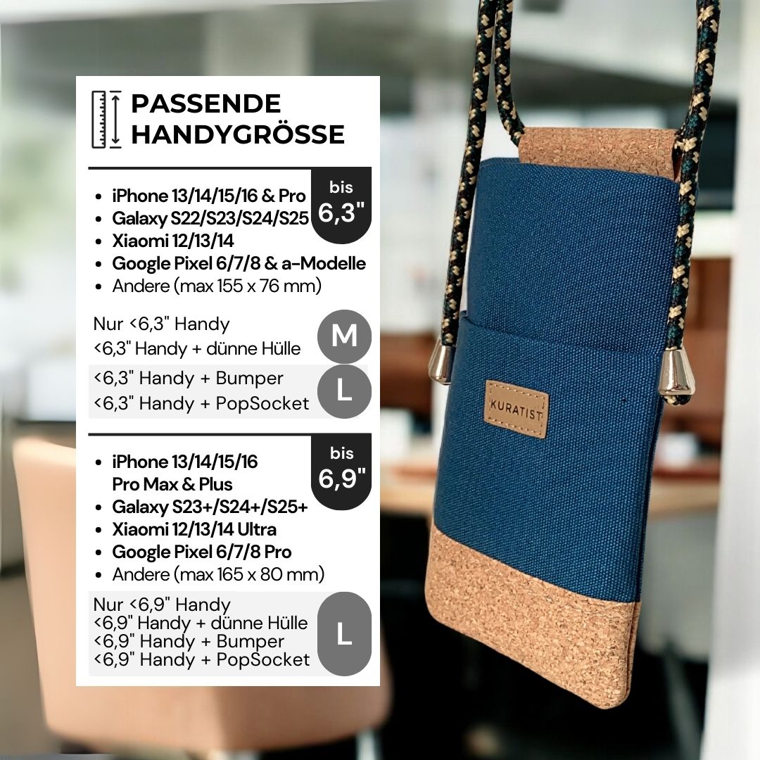 NELA Handy Umhängetasche - Handytasche zum Umhängen - Teal Cork - Kuratist