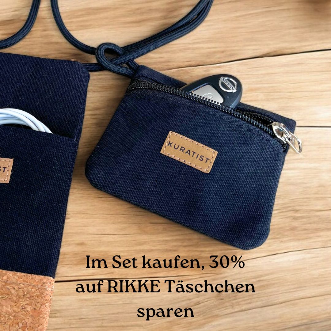 NELA Handy Umhängetasche - Handytasche zum Umhängen - Black Cork - Kuratist