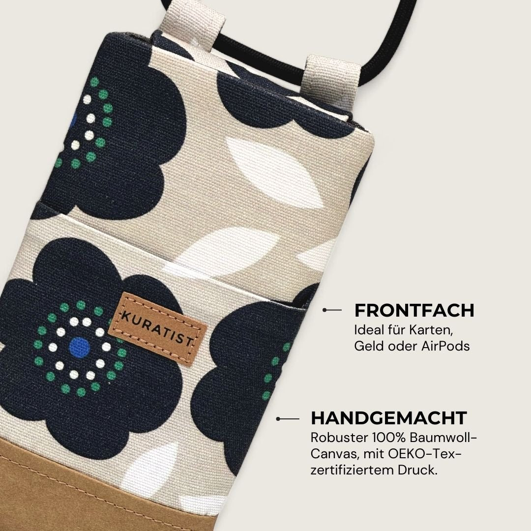 NELA Handytasche zum Umhängen Bedruckt - Handytasche zum Umhängen - Midnight Bloom Paper - Kuratist