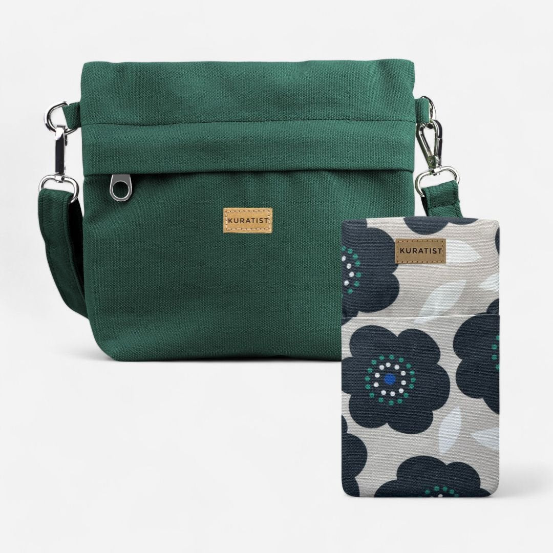 Set AHOI & GRETJE Handytasche & Umhängetasche, Midnight Bloom & Rain Forest (2 - teilig) - Geschenksets - Kuratist